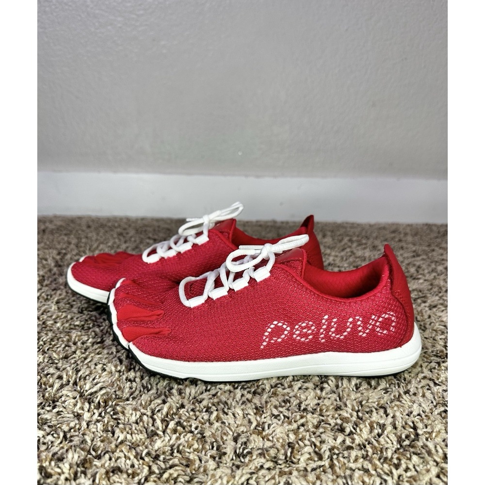 Peluva Women's Strand Sport Mesh Barefoot Shoes Red White Sole Size 6.5